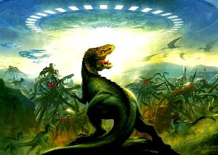 Dispariţia dinozaurilor de acum 65 de milioane a fost cauzată de un război global dintre oameni şi extratereştrii reptilieni malefici