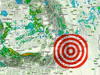 Cu 2 ore şi jumătate înainte de cutremurul din Vrancea de pe 28-12-2016, pe harta radar a României au apărut brusc mai multe puncte roşiatice pe vârful munţilor