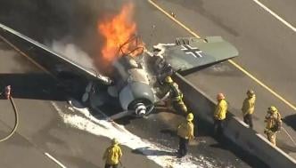Un avion cu însemne naziste s-a prăbuşit pe o autostradă din California
