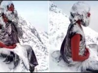 Videoclip şocant din februarie 2014: un yoghin indian, îmbrăcat sumar, meditează într-o furtună de zăpadă în munţi