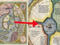 Harta din 1632 care arată că în Arctica şi Polul Nord trăiesc civilizaţii necunoscute; acolo se află şi o "Stâncă neagră" centrală şi misterioasă...