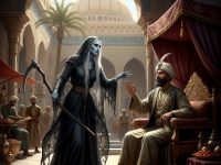 O poveste arabă de 1.000 de ani: cum un vizir a întâlnit moartea în piaţă, sub forma unei femei scheletice. A vrut să scape de ea, fugind la capătul lumii…